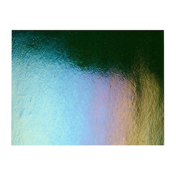 Aventurine Green Transparent, Thin-rolled, Iridescent, rainbow, 2 mm, Fusible, 17 x 20 in., Half Sheet 