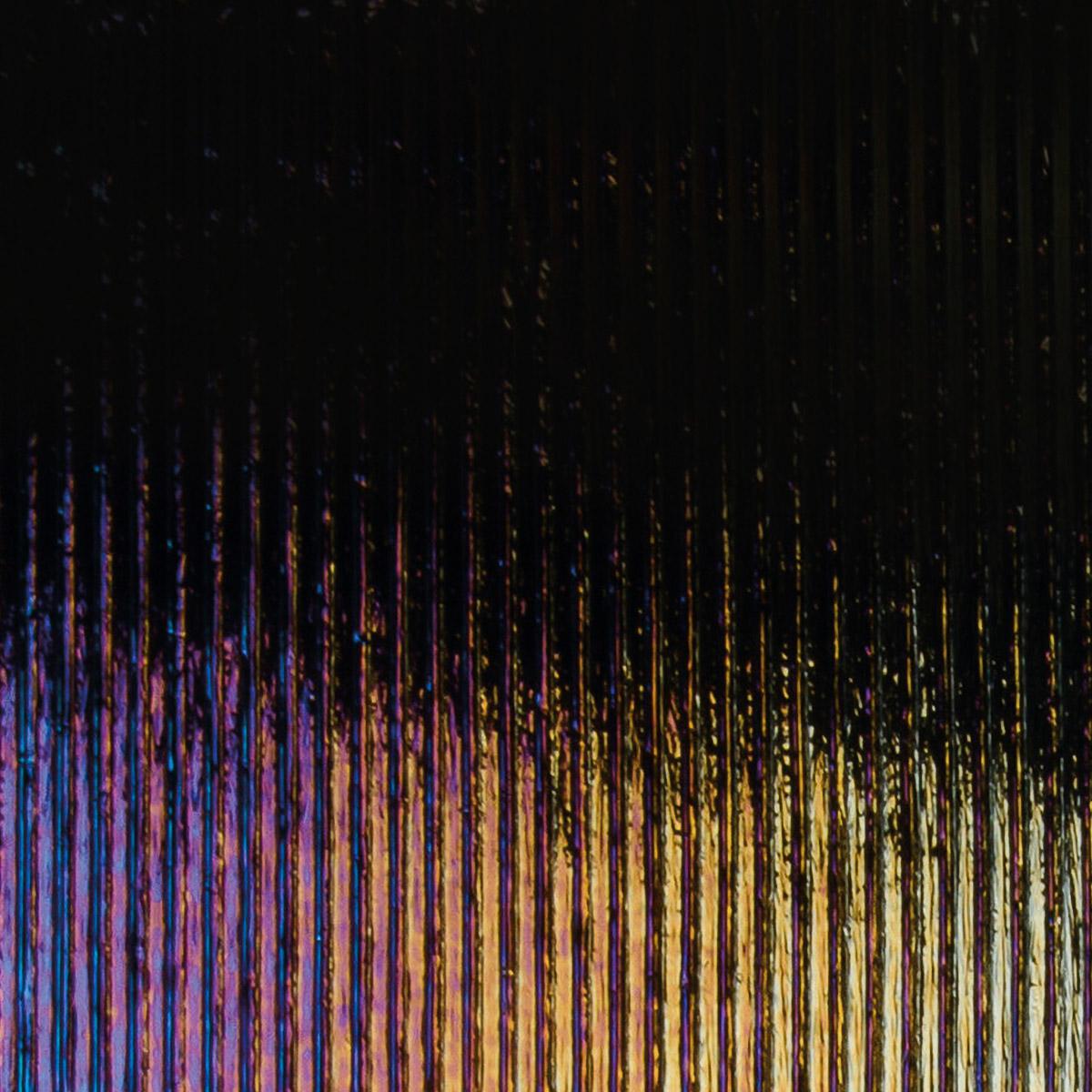 Black Opalescent, Thin, Reeded Texture, Iridescent, rainbow, 2 mm, Fusible, 17 x 20 in., Half Sheet 