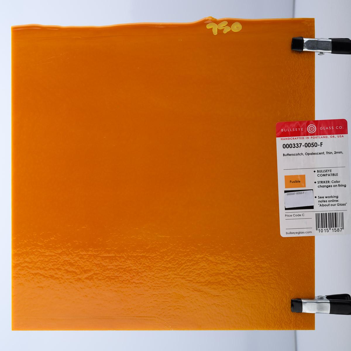 Butterscotch Opalescent, Thin-rolled, 2 mm, Fusible, 17 x 20 in., Half Sheet 
