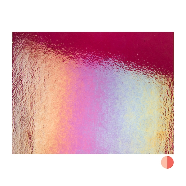 Cranberry Pink Transparent, Thin-rolled, Iridescent, rainbow, 2 mm, Fusible, 17 x 20 in., Half Sheet 