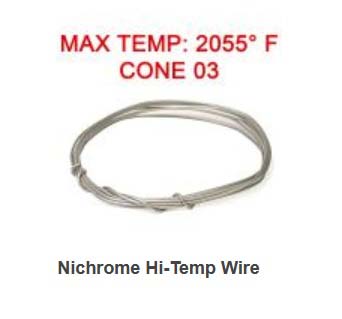 Nichrome Hi-Temp Wire nichrome wire, nichrome hi-temp wire, high temperature wire, kiln wire, ceramic wire, pottery wire, kiln stilt wire, ceramic firing wire, nichrome kiln wire, high heat wire, pottery kiln supplies, ceramic supplies