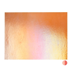 Sunset Coral Transparent, Thin-rolled, Iridescent, rainbow, 2 mm, Fusible, 17 x 20 in., Half Sheet 